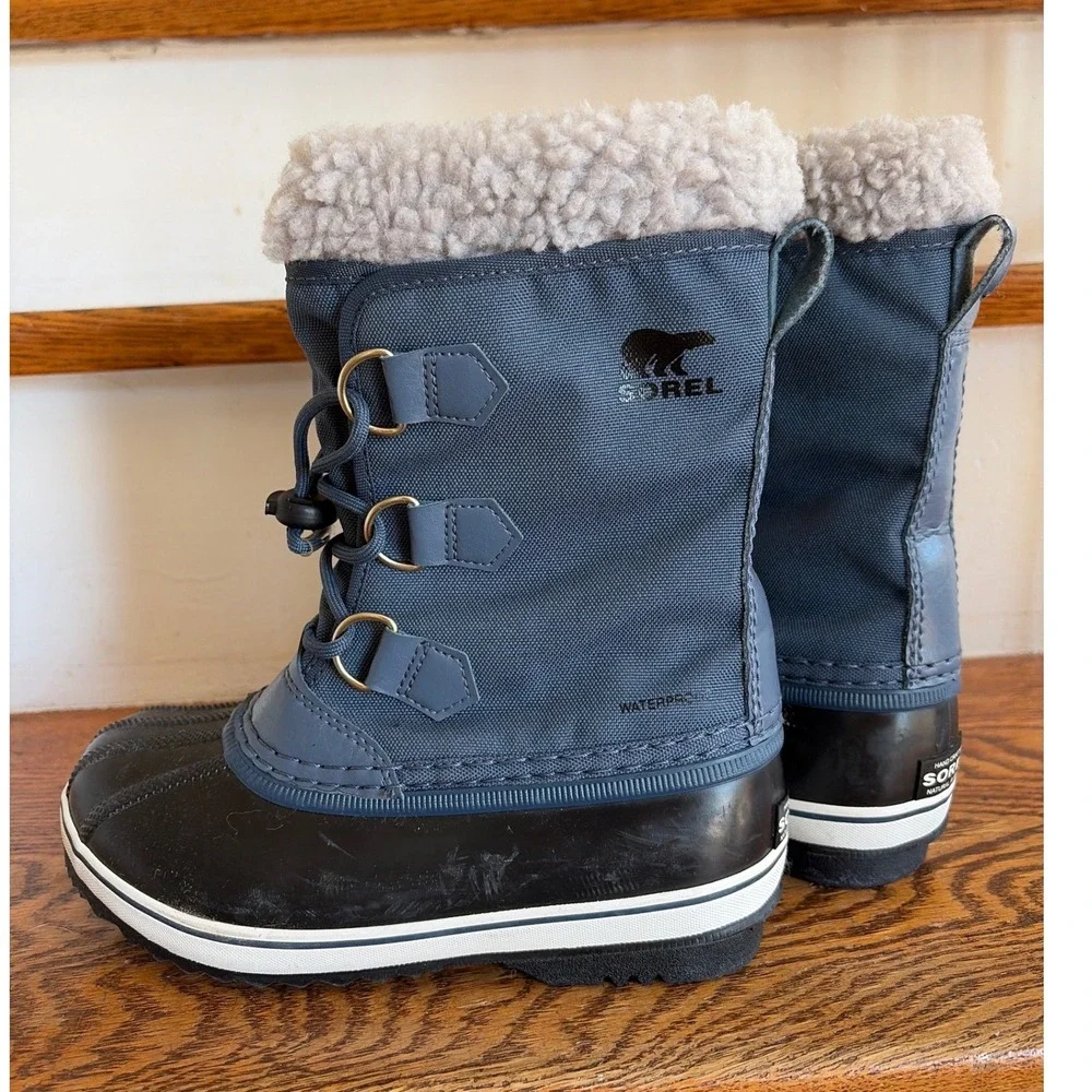 Sorel Kids Pac Nylon Waterproof Winter Boots‎ Navy Blue Black Size 2